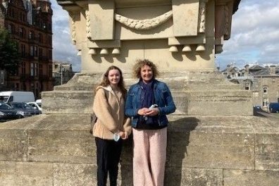a person standing in front of a building