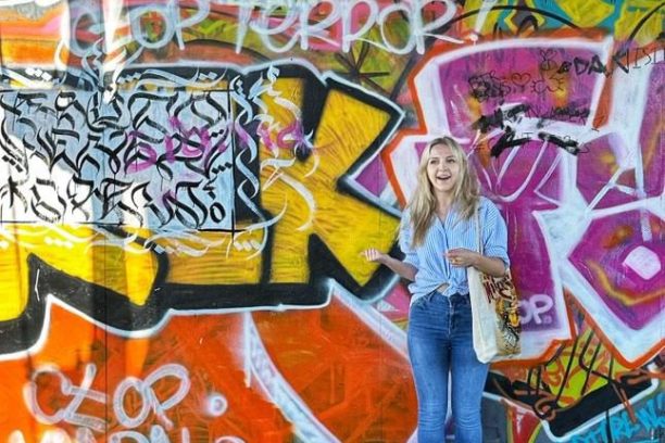 a graffiti covered wall