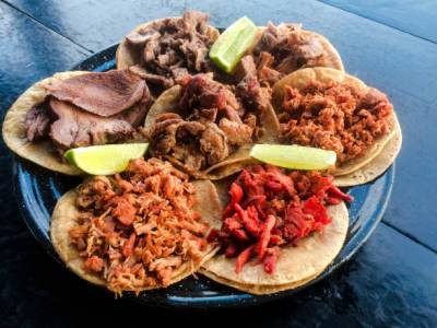 a plate full of food
