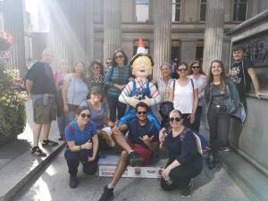 a group of people posing for the camera