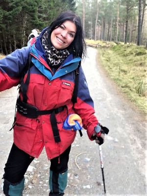 a person is cross country skiing in the snow