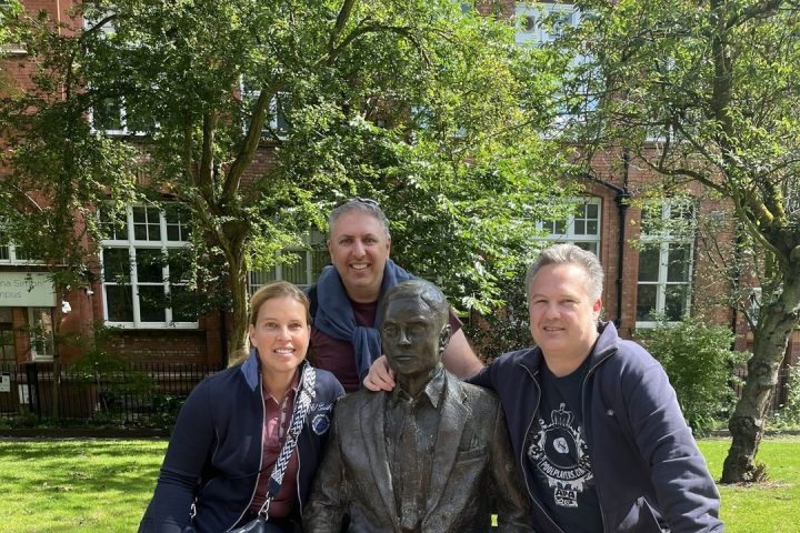 a group of people posing for the camera