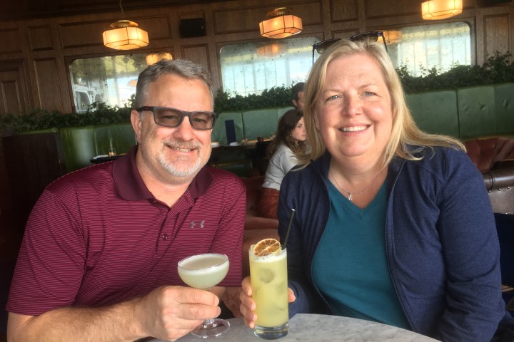 a man and a woman sitting on a plate