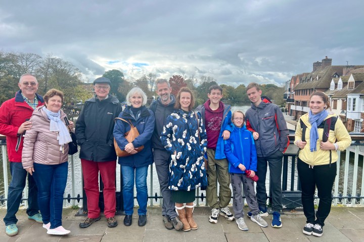 a group of people posing for a photo